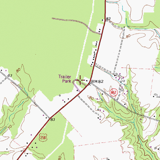 Topographic Map of Lakeside Manufactured Home Community, VA