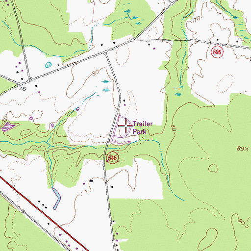 Topographic Map of Leland Duck's Trailer Park, VA