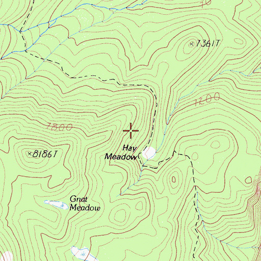 Topographic Map of Hay Meadow, CA