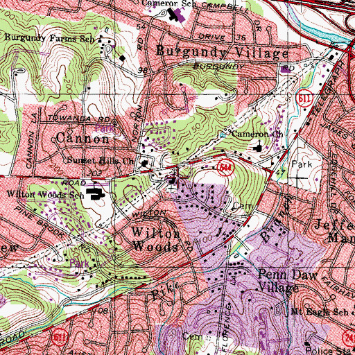 Topographic Map of All Saints Sharon Chapel Episcopal Church, VA