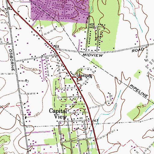 Topographic Map of Antioch Baptist Church, VA