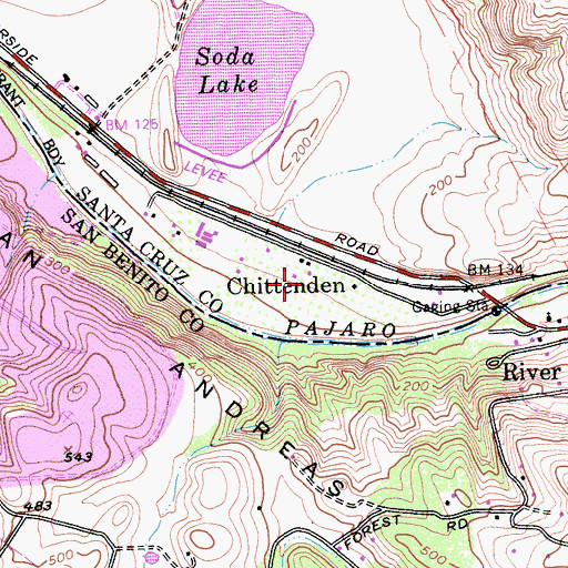 Topographic Map of Chittenden, CA