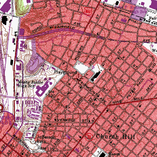 Topographic Map of Bethlehem Baptist Church, VA