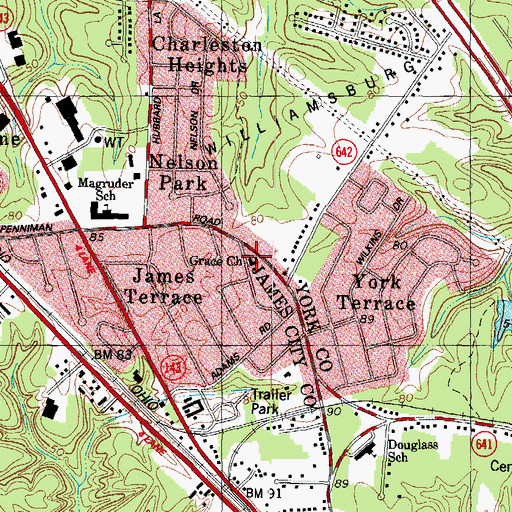 Topographic Map of Calvary Free Will Baptist Church, VA