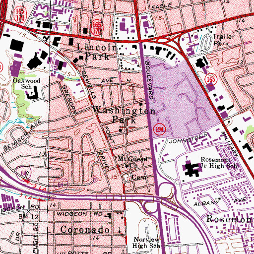 Topographic Map of Oakwood Chapel Church Disciples of Christ, VA
