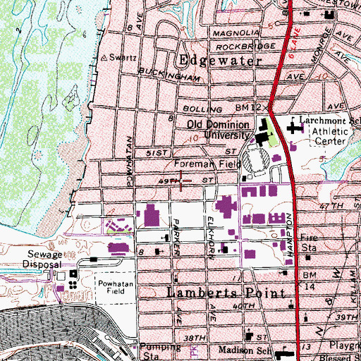 Topographic Map of Old Dominion University Islamic Center, VA