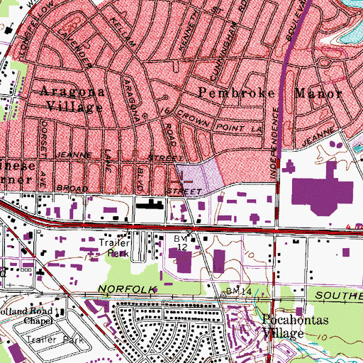Topographic Map of One Accord Church, VA
