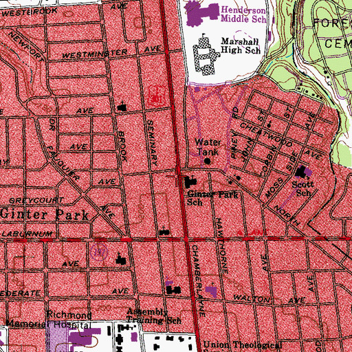 Topographic Map of Saint Cyprian Carthage Orthodox Church in America, VA