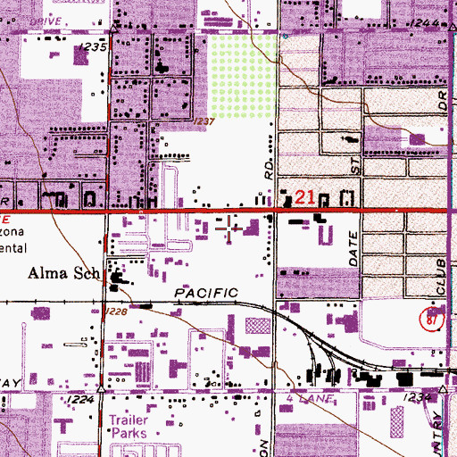 Topographic Map of West Mesa Trailer Court, AZ