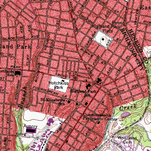 Topographic Map of Saint Mark's Church of God in Christ, VA