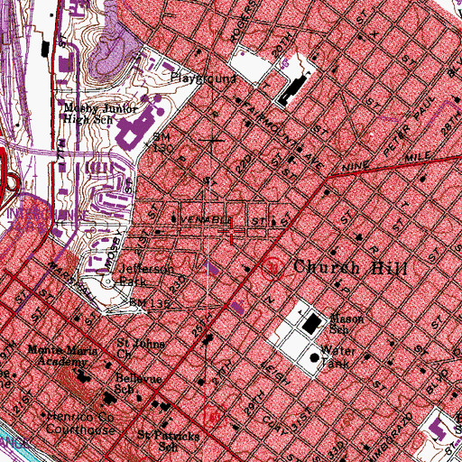 Topographic Map of Saint Paul Memorial Holy Church, VA