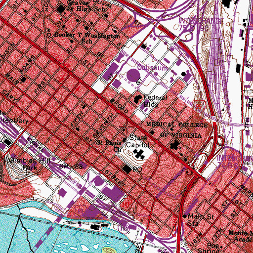 Topographic Map of Saint Peters Catholic Church, VA