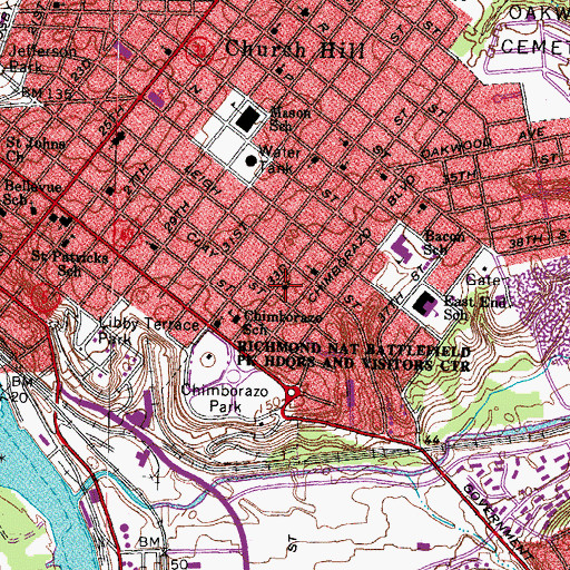 Topographic Map of Saint Stephen's Baptist Church, VA