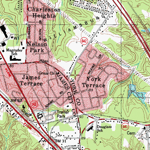 Topographic Map of Southern Virginia Baptist Church, VA