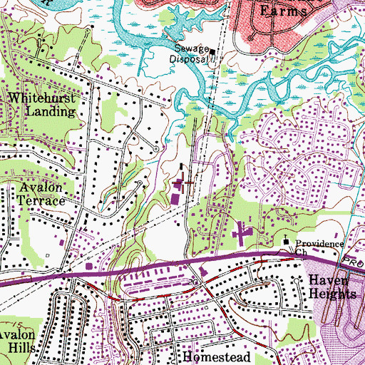 Topographic Map of Tabernacle Baptist Church of Virginia Beach, VA