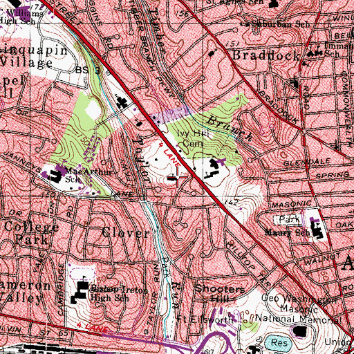 Topographic Map of The Church of Jesus Christ of Latter Day Saints Crystal City Ward, VA