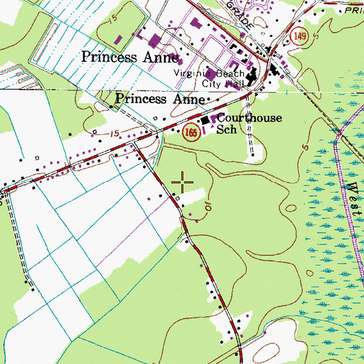 Topographic Map of Tidewater United Church of Christ, VA