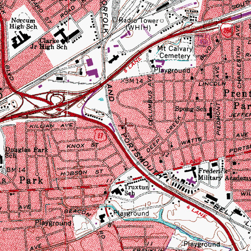 Topographic Map of Trinity Temple Church, VA