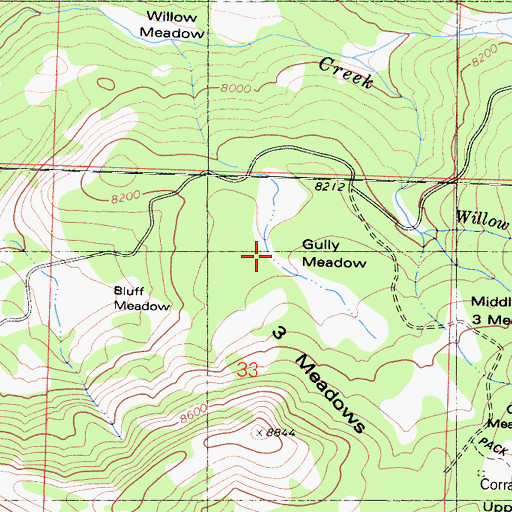Topographic Map of Gully Meadow, CA