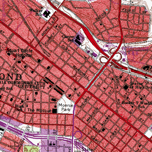 Topographic Map of West Broad Church of Christ, VA