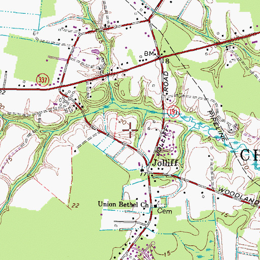 Topographic Map of Western Branch Community Church, VA