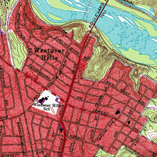 Topographic Map of Westover Hills United Methodist Church, VA