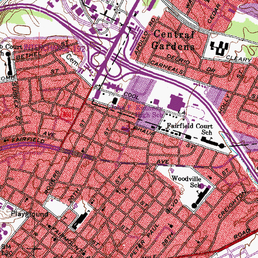 Topographic Map of Woodville Church of the Nazarene, VA