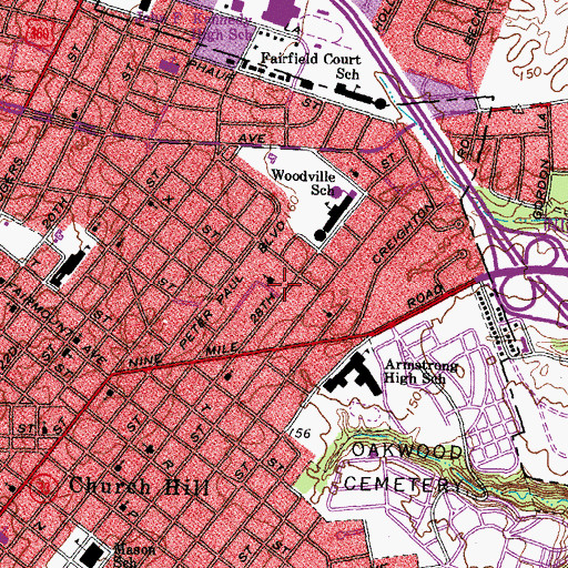 Topographic Map of Woodville Presbyterian Church, VA