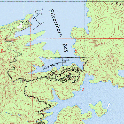 Topographic Map of Silverthorn Bay, CA