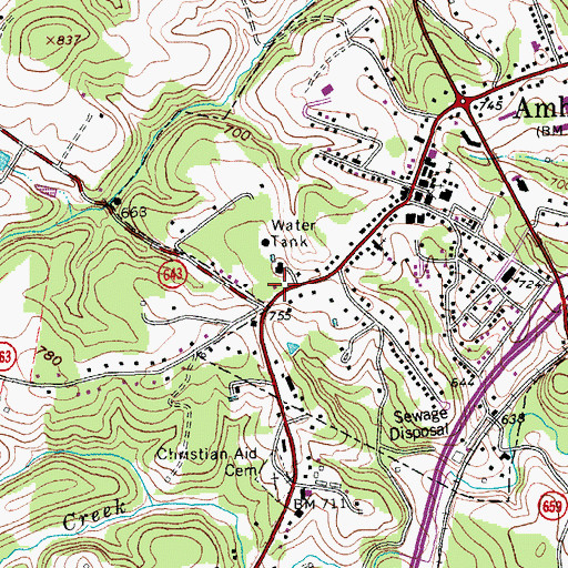 Topographic Map of Amherst County Public Library, VA