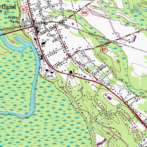 Topographic Map of Blackwater Regional Library Walter Cecil Rawls Library, VA