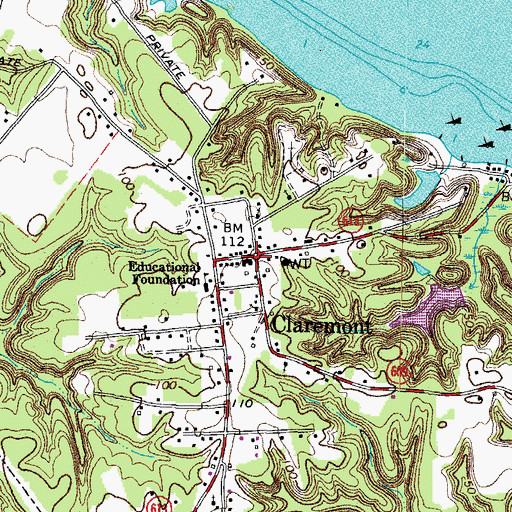 Topographic Map of Claremont Public Library, VA
