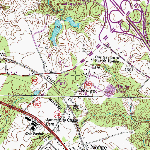 Topographic Map of James City County Library, VA