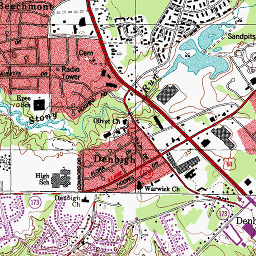 Topographic Map of Newport News City Public Library System Virgil I Grissom Library, VA