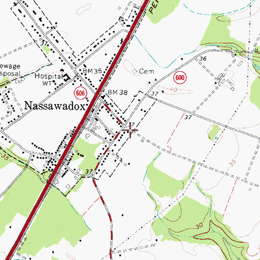 Topographic Map of Northampton Free Library, VA
