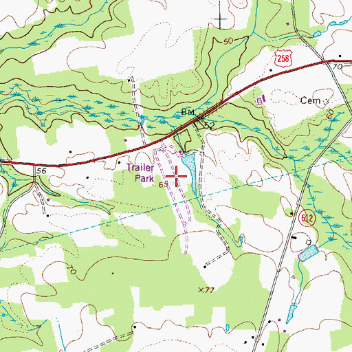 Topographic Map of Oaks Mobile Estates, VA