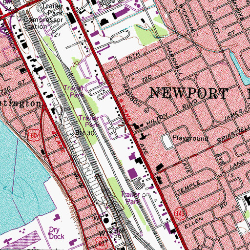 Topographic Map of Parkview Mobile Home Court, VA
