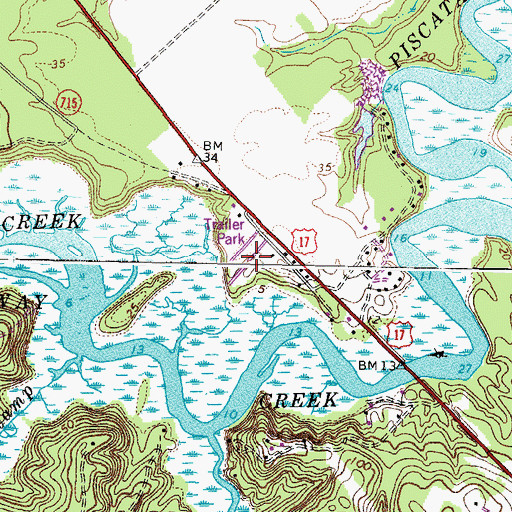 Topographic Map of Riverside Estates Mobile Home Park, VA