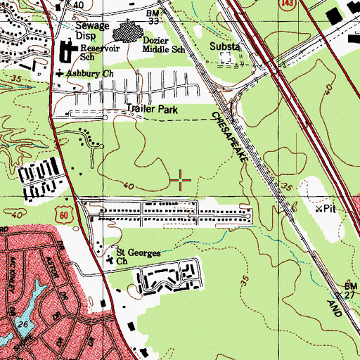 Topographic Map of Torrey Pines Mobile Home Park, VA