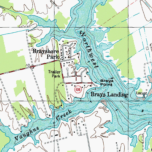 Topographic Map of Waterview Mobile Home Park, VA