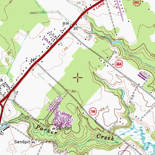Topographic Map of Woodland Park Mobile Home Park, VA