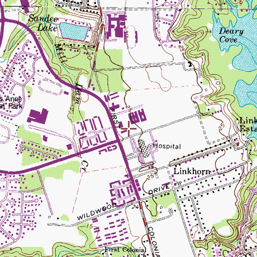 Topographic Map of Virginia Beach Psychiatric Center, VA