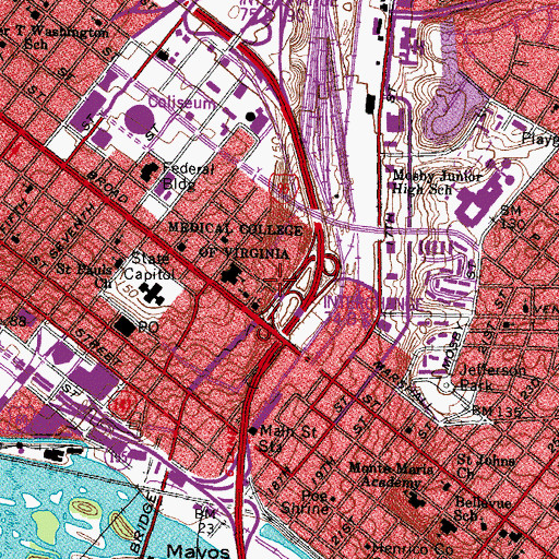 Topographic Map of VCU Massey Cancer Center, VA