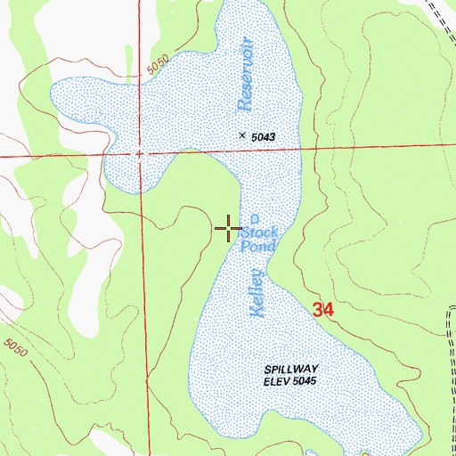 Topographic Map of Kelley Reservoir, CA