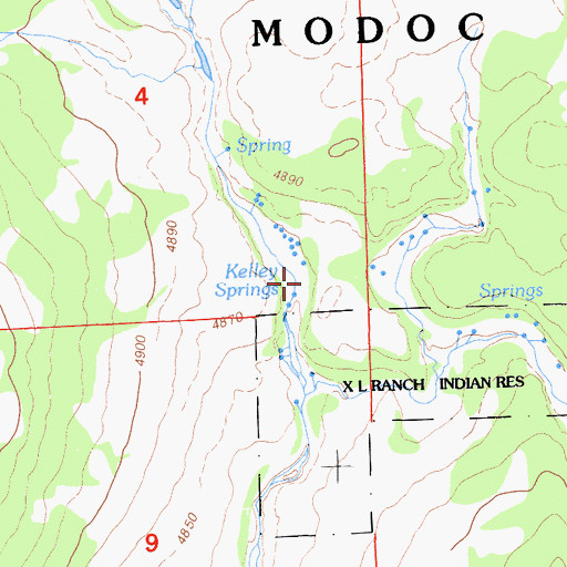 Topographic Map of Kelley Springs, CA