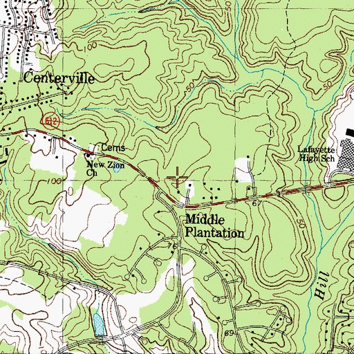 Topographic Map of Dominion Village of Williamsburg Assisted Living Facility, VA