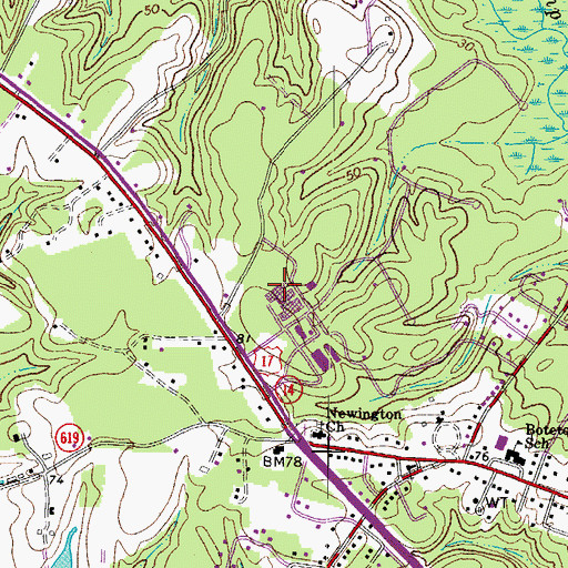 Topographic Map of Gloucester House Assisted Living Facility, VA