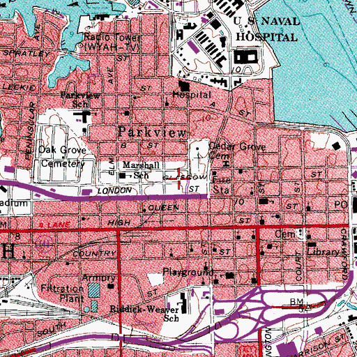Topographic Map of Golden Living Center at Portsmouth Nursing Home, VA