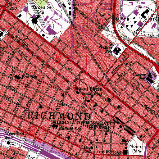 Topographic Map of Heartfields of Richmond Assisted Living Facility, VA