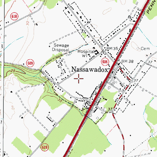 Topographic Map of Heritage Hall at Nassawadox Nursing Home, VA